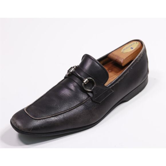 Magnanni Black Buckle Slip-On Leather Loafers Men's US 10 M - Picture 1 of 12